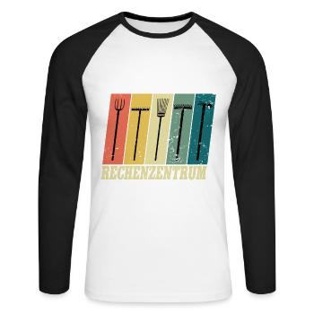 Garten Gärtner Rechenzentrum - Unisex Baseballshirt langarm - Weiß/Schwarz - Vorne - Nik (191cm)