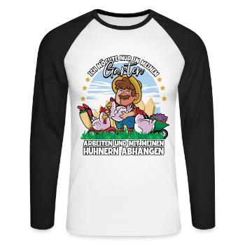 Ich möchte nur in meinem garten arbeiten Gärtner - Unisex Baseballshirt langarm - Weiß/Schwarz - Vorne - Nik (191cm)