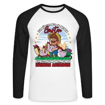 Ich möchte nur in meinem garten arbeiten Gärtner - Unisex Baseballshirt langarm - Weiß/Schwarz - Vorne - Nik (191cm)
