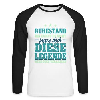 Ruhestand Renteneintritt Rentner - Unisex Baseballshirt langarm - Weiß/Schwarz - Vorne - Nik (191cm)