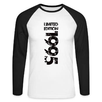 Édition limitée 1995 - T-shirt baseball manches longues Homme - blanc/noir - Devant - Nik (191cm)