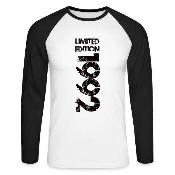Limited Edition 1992 - Unisex Long Sleeve Baseball T-Shirt - white/black - Front - Nik (191cm)