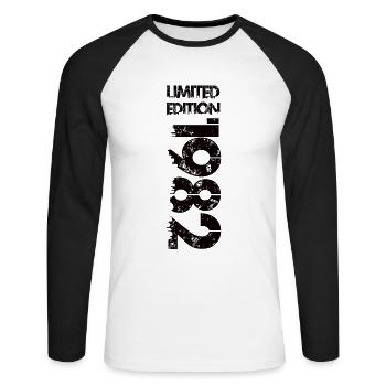 Édition limitée 1982 - T-shirt baseball manches longues Homme - blanc/noir - Devant - Nik (191cm)