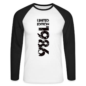 Limited Edition 1986 - Unisex Long Sleeve Baseball T-Shirt - white/black - Front - Nik (191cm)