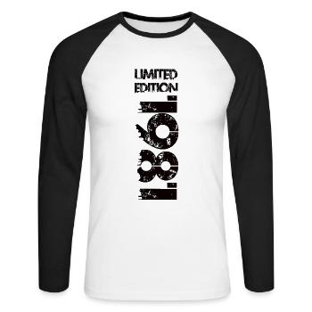 Édition limitée 1981 - T-shirt baseball manches longues Homme - blanc/noir - Devant - Nik (191cm)