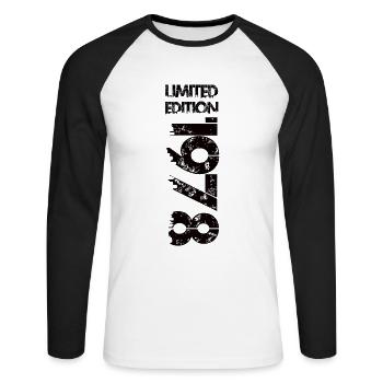 Limited Edition 1978 - Unisex Long Sleeve Baseball T-Shirt - white/black - Front - Nik (191cm)