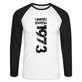 Édition limitée 1973 - T-shirt baseball manches longues Homme - blanc/noir - Devant - Nik (191cm)