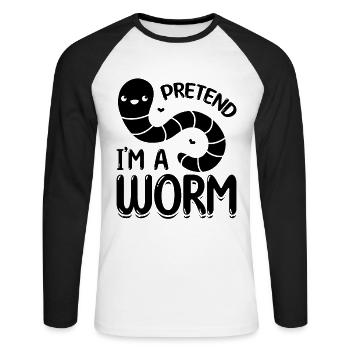 Tu so, als wäre ich ein Wurm Cute Worm Composting - Unisex Baseballshirt langarm - Weiß/Schwarz - Vorne - Nik (191cm)