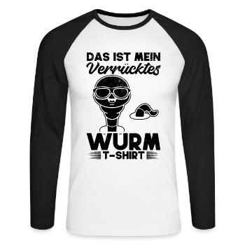 Das Ist Mein Verrücktes Wurm T-Shirt Wurm Cooler - Unisex Baseballshirt langarm - Weiß/Schwarz - Vorne - Nik (191cm)