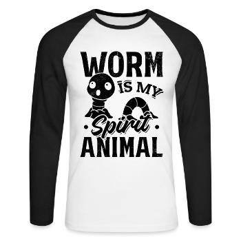 Nice Worm I Worm est mon ver animal spirituel - T-shirt baseball manches longues Homme - blanc/noir - Devant - Nik (191cm)