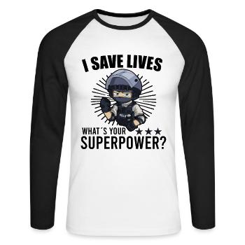 Police Cop Officer Police Office - Unisex Baseballshirt langarm - Weiß/Schwarz - Vorne - Nik (191cm)