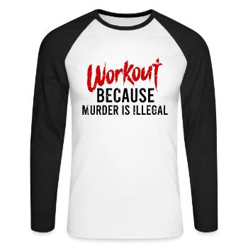 Bodybuilding Powerlifting Weightlifting Fitness - Unisex Baseballshirt langarm - Weiß/Schwarz - Vorne - Nik (191cm)