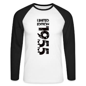 Édition limitée 1955 - T-shirt baseball manches longues Homme - blanc/noir - Devant - Nik (191cm)