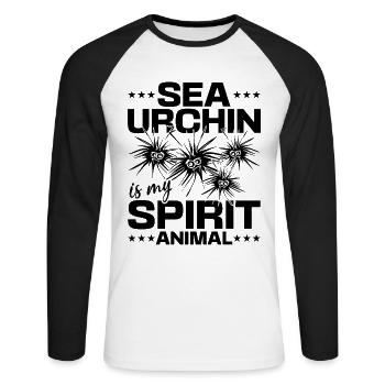 Seeigel Meerestier Seeigel ist mein Spirit Animal - Unisex Baseballshirt langarm - Weiß/Schwarz - Vorne - Nik (191cm)
