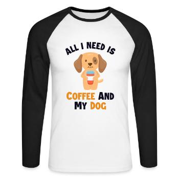 Coffee and my Dog Wiener Dog Dogfather Dog Mom - Unisex Long Sleeve Baseball T-Shirt - white/black - Front - Nik (191cm)