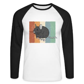 Vintage Degu Nagetier Gewöhnlicher Degu - Unisex Baseballshirt langarm - Weiß/Schwarz - Vorne - Nik (191cm)
