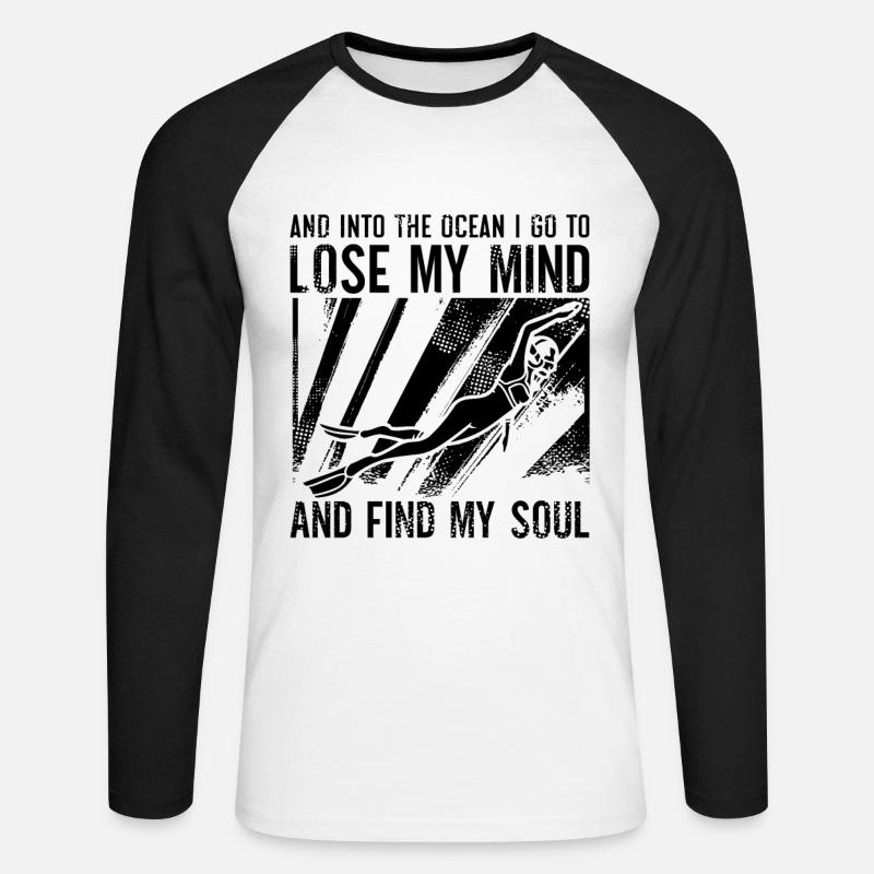 Apnoe Tauchen Freitaucher Freitauchen Geschenkidee - Unisex Baseballshirt langarm - Weiß/Schwarz