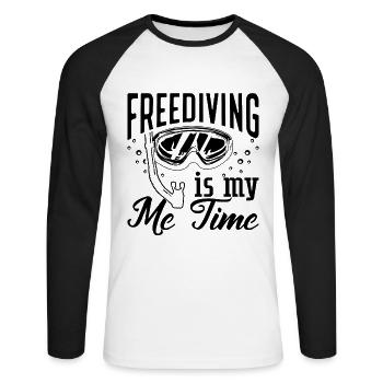 Freediving Freediving Freediver Gift Idea - Unisex Long Sleeve Baseball T-Shirt - white/black - Front - Nik (191cm)