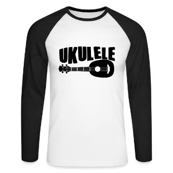 Ukulélé Hawaii Uke Guitare Musique Hawaiian Gift - T-shirt baseball manches longues Homme - blanc/noir - Devant - Nik (191cm)