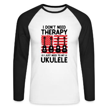 Ukulélé Hawaii Uke Guitare Musique Hawaiian Gift - T-shirt baseball manches longues Homme - blanc/noir - Devant - Nik (191cm)