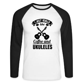 Ukulele Hawaii Uke Guitar Music Hawaiian Gift - Unisex Long Sleeve Baseball T-Shirt - white/black - Front - Nik (191cm)
