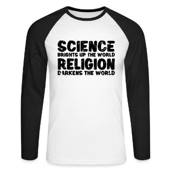 Atheist Atheismus Anti-religion Securalism God - Unisex Baseballshirt langarm - Weiß/Schwarz - Vorne - Nik (191cm)