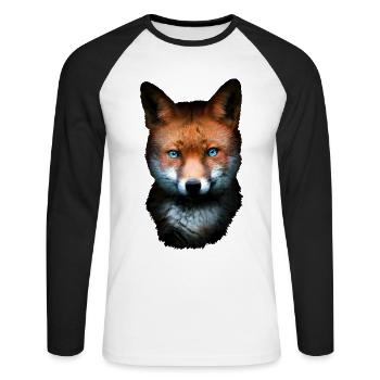 Fox Blue Eyes Cadeau Grand-père Forest Animals Red Fox - T-shirt baseball manches longues Homme - blanc/noir - Devant - Nik (191cm)