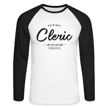 Kleriker lustige Berufsbezeichnung Beruf Geburtstagsarbeiter - Unisex Baseballshirt langarm - Weiß/Schwarz - Vorne - Nik (191cm)