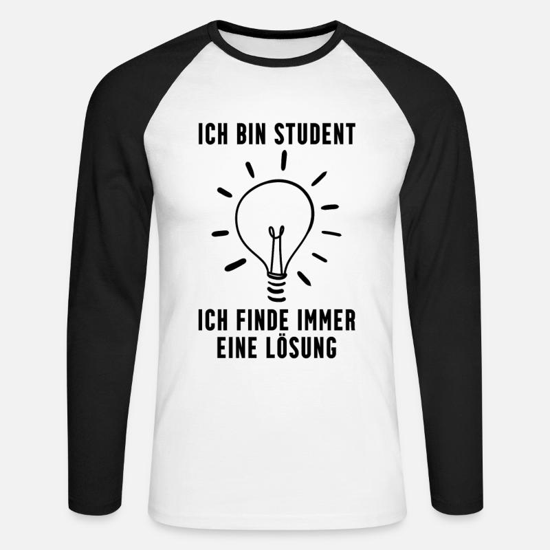 Student - Unisex Baseballshirt langarm - Weiß/Schwarz