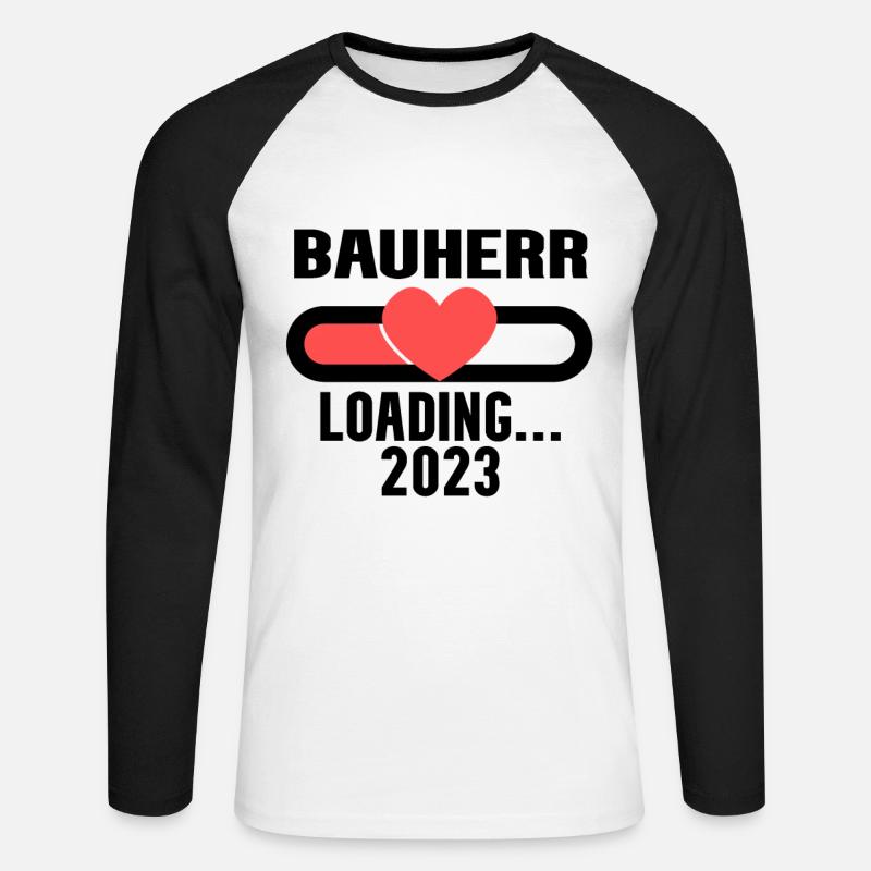 Bauherr 2023 Loading - Unisex Baseballshirt langarm - Weiß/Schwarz