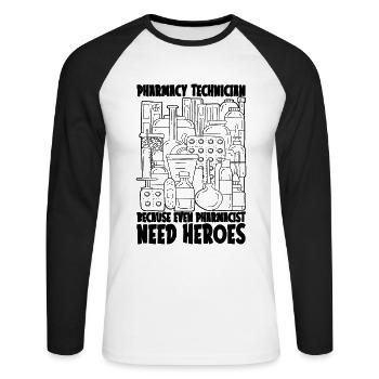 Pharmacy Technician Pharmacy Gift Idea - Unisex Long Sleeve Baseball T-Shirt - white/black - Front - Nik (191cm)