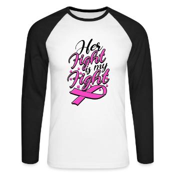 Ihr Kampf ist - Brustkrebs - Unisex Baseballshirt langarm - Weiß/Schwarz - Vorne - Nik (191cm)