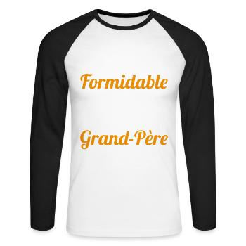 Futur grand-père cadeau annonce de grossesse - T-shirt baseball manches longues Homme - blanc/noir - Devant - Nik (191cm)
