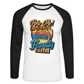 Aidez-moi, vacances amusantes en famille 2022 - T-shirt baseball manches longues Homme - blanc/noir - Devant - Nik (191cm)