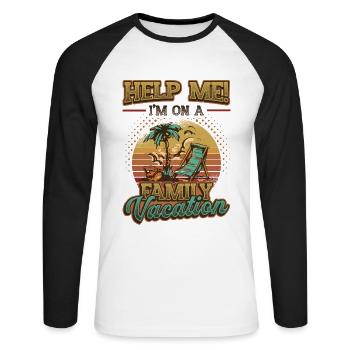 Aidez-moi, vacances amusantes en famille 2022 - T-shirt baseball manches longues Homme - blanc/noir - Devant - Nik (191cm)