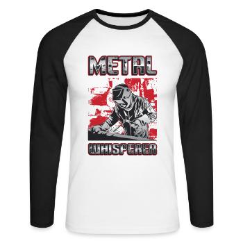 Welding Metal Whisperer Welder - Unisex Long Sleeve Baseball T-Shirt - white/black - Front - Nik (191cm)