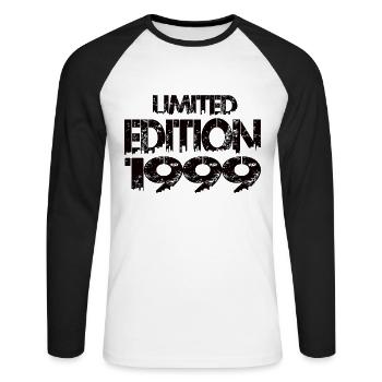Édition limitée 1999 - T-shirt baseball manches longues Homme - blanc/noir - Devant - Nik (191cm)