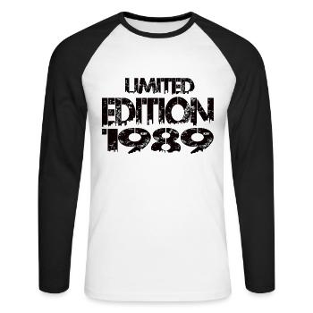 Édition limitée 1989 - T-shirt baseball manches longues Homme - blanc/noir - Devant - Nik (191cm)