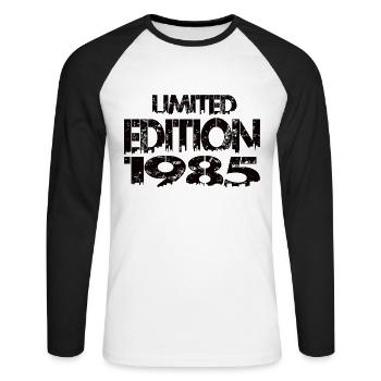 Édition limitée 1985 - T-shirt baseball manches longues Homme - blanc/noir - Devant - Nik (191cm)