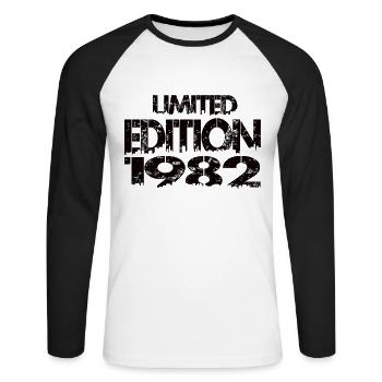 Édition limitée 1982 - T-shirt baseball manches longues Homme - blanc/noir - Devant - Nik (191cm)