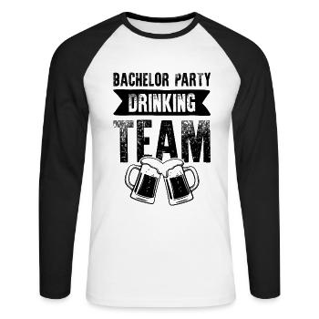 Bachelor Party Drinking Team - Unisex Baseballshirt langarm - Weiß/Schwarz - Vorne - Nik (191cm)