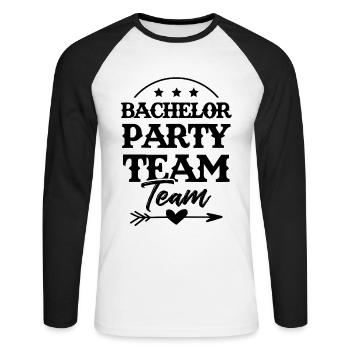Bachelor Party Drinking Team - Unisex Baseballshirt langarm - Weiß/Schwarz - Vorne - Nik (191cm)