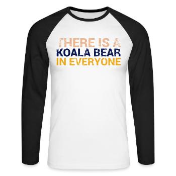 There's a koala bear in every koala design - Unisex Long Sleeve Baseball T-Shirt - white/black - Front - Nik (191cm)