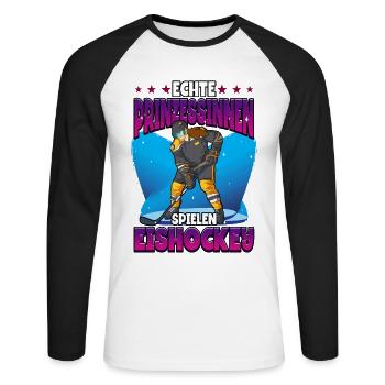 Eishockey Frauen Eishockeyspielerin - Unisex Baseballshirt langarm - Weiß/Schwarz - Vorne - Nik (191cm)