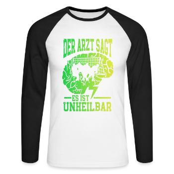 Eishockey Lustig - Unisex Baseballshirt langarm - Weiß/Schwarz - Vorne - Nik (191cm)