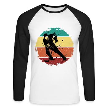 Eishockey Trikot Vintage - Unisex Baseballshirt langarm - Weiß/Schwarz - Vorne - Nik (191cm)