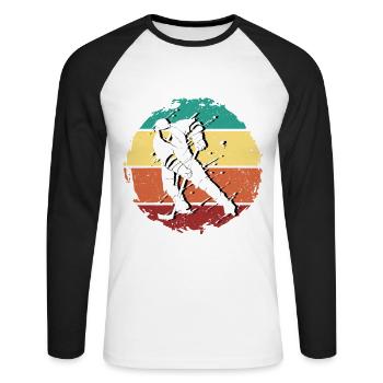 Eishockey Trikot Vintage - Unisex Baseballshirt langarm - Weiß/Schwarz - Vorne - Nik (191cm)
