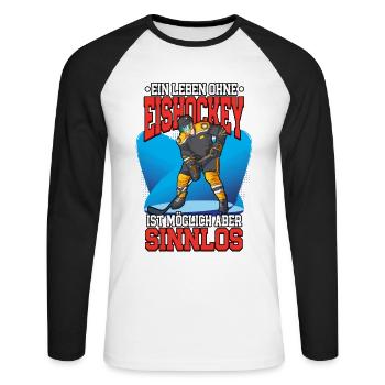 Ein leben ohne Eishockey - Unisex Baseballshirt langarm - Weiß/Schwarz - Vorne - Nik (191cm)
