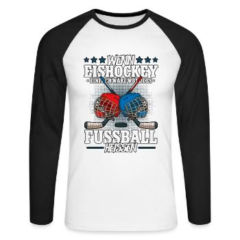 Eishockey Lustig - Unisex Baseballshirt langarm - Weiß/Schwarz - Vorne - Nik (191cm)