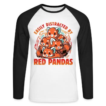 Facilement distrait par les pandas - T-shirt baseball manches longues Homme - blanc/noir - Devant - Nik (191cm)
